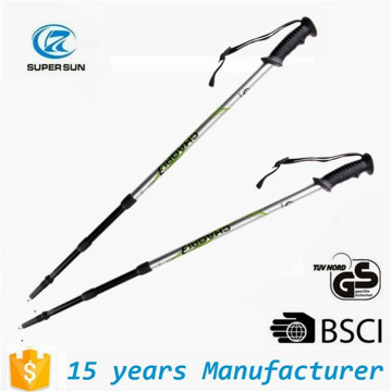 TUV/GS approved rubber grip Three sections adjustable aluminium walking cane
