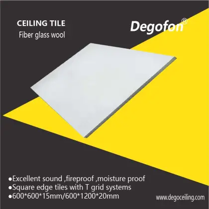 Glass fibre wool ceiling panels