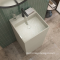 Concrete Square Column Wash Hand Basin in Hotel and Bathroom Settings