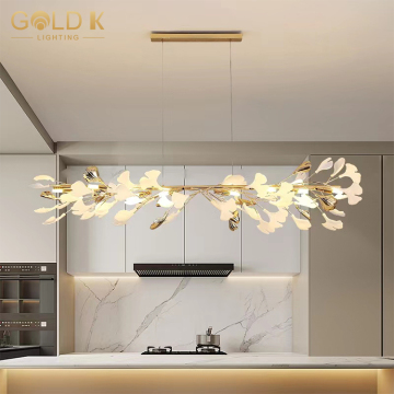 Large White Ceramic Ginkgo Leaf Chandelier for Restaurant Projects