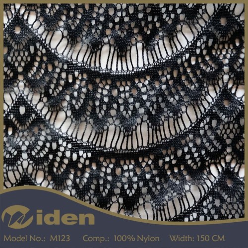 150CM 100% Nylon Quality Black Color Knitted Eyelash Lace Fabric