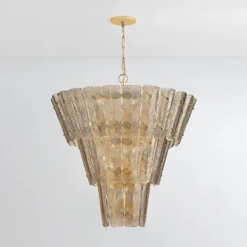 Contemporary Vintage Gold Glass Chandelier Pendant Light