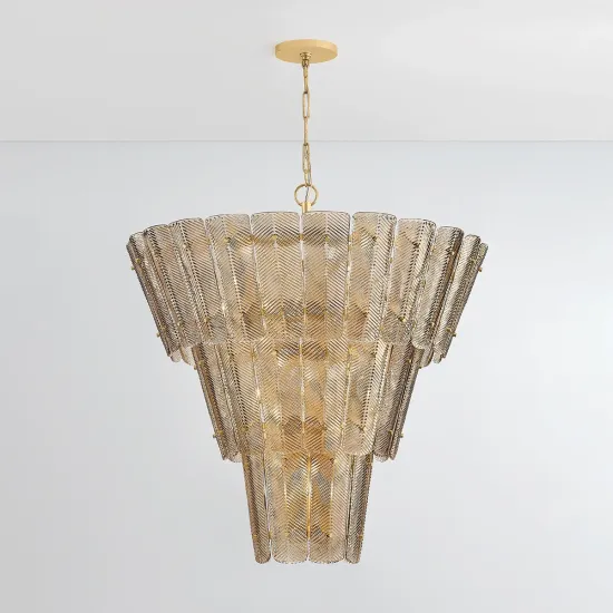 Contemporary Vintage Gold Glass Chandelier Pendant Light