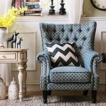 Colorful Modern Upholstered Fabric Lounge Chair with Wood Legs