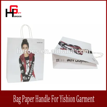 Trade Assurance Luxury Customized Packaging Bag Paper Handle For Yishion Garment
