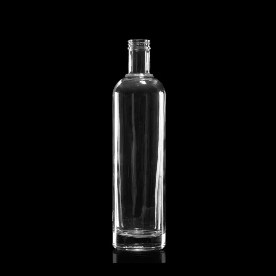 Cylinder short neck plain glass bottle liquor 750ml