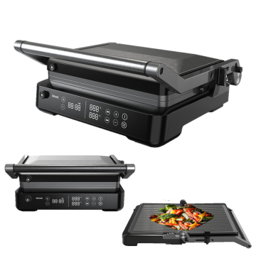 Digital Detachable Indoor Electric Panini Grill with Independent 2-Plate Temp and Time Control