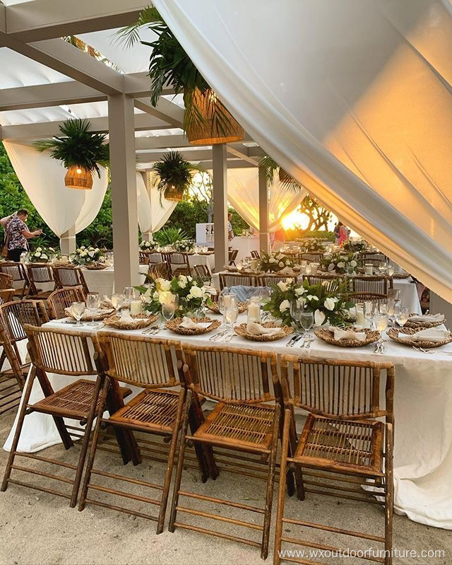 Commercial Outdoor Furniture Wood Cross Back Dining Restaurant Wooden Event Hotel Stacking Wedding Banquet Chair