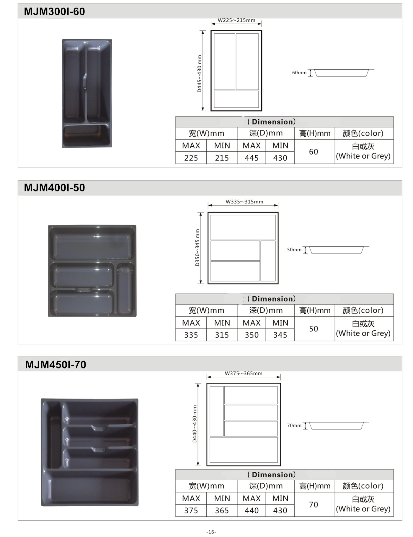 Kitchen tray for drawer