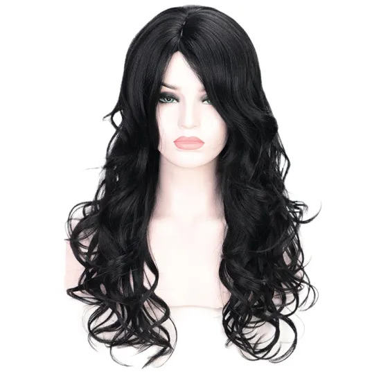 Black Body Wave Fiber Hair Wig Fashion Synthetic Wig Heat Resistant Long Wavy For Party Cosplay Women Wigs