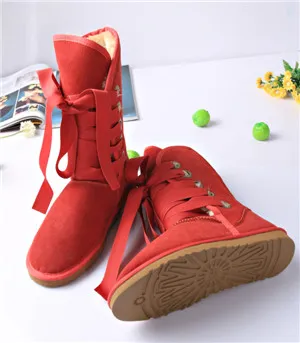 with tie shoes leather female long winter boots