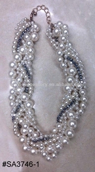 pearls necklace/beads necklaces/fashion pearls braided necklace jewelry