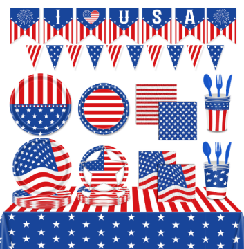 Patriotic Disposable Tableware for Election Day and 4th of July - 1Set American Flag Decorations