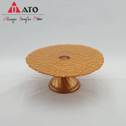 Ato Design Kitchen Golden Pattern Clear Cake Stand