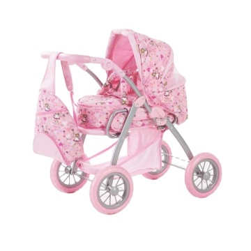 Cuby Many Many Mank Doll Pram con canasta de almacenamiento y lujosas ruedas de metal - 2 en 1 camioneta