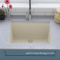 Popular Modern Large & Deep Single Bowl Quartz Sink with Anti-scratch and Stain-resistant Concrete Topmount Kitchen Sink