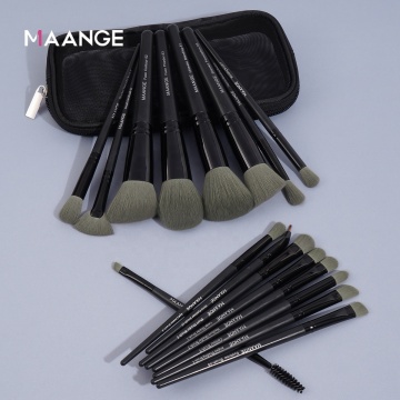 Premium 17pc Black Makeup Brush Set Dengan Tas Kosmetik - Sikat Alis Grosir