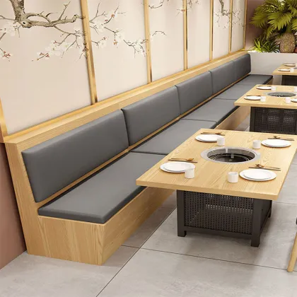 Wood and leather dining room sofa