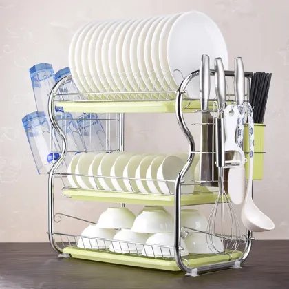 Stainless Steel Kitchen Bowl Plate Dish Storage Rack