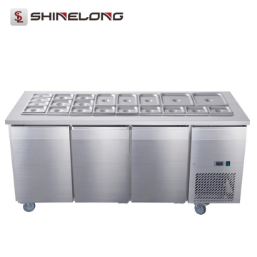 Commercial 3 Doors Pizza Salad Bar Cooler Pre Table Station