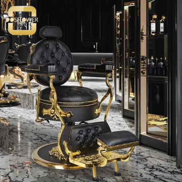 Vintage Black Hydraulic Reclining Barber Chair for Barbershops