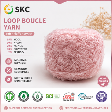 OEM ODM LOOP BOUCLE FIO DE LÃ NYLON MISTURA ACRÍLICA 50G POR BOLA MÃO DE TRICOTE DIY ECO-FRIENDLY ANEL BORDADO