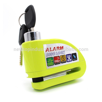 High security green alarm disc lock siren padlock alert lock for motorbike or bicycle