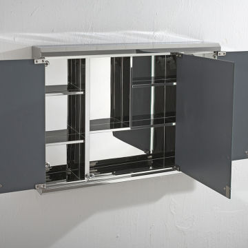 Stainless Steel Cabinet with Mirror and Three Large Doors