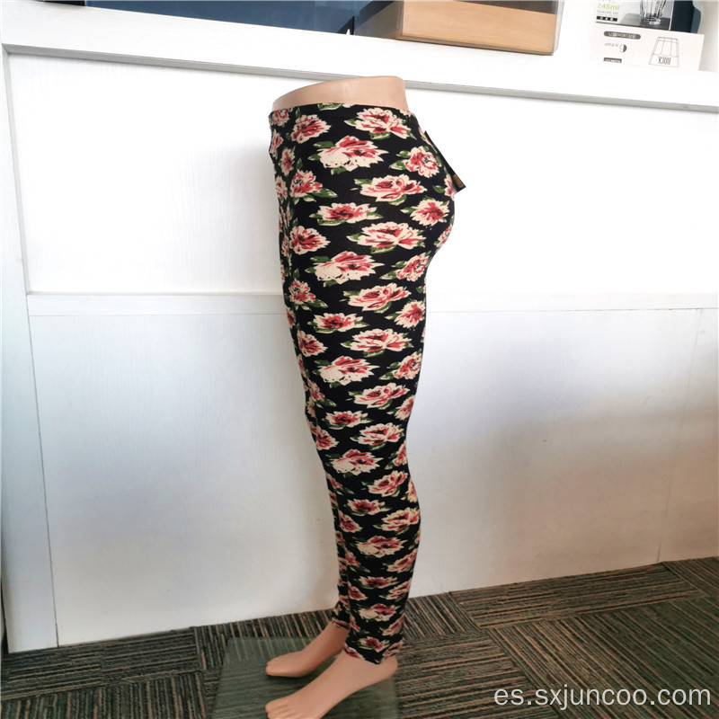 Leggings de moda con estampado de peonía interior debajo del desgaste