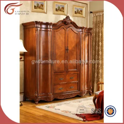China antique solid wood bedroom wardrobe A76
