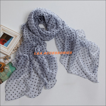 grey color dot printed chiffon scarf