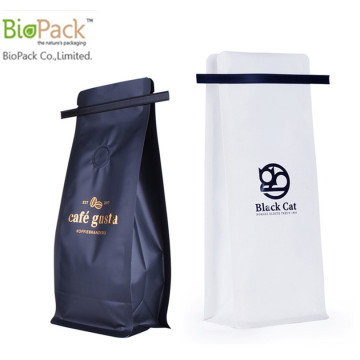 Biologisk nedbrytbar Firkantbunn Stand Up Kaffepose med Tin slips og innpakningsprodusent Kina