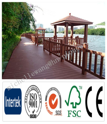 Weather resistant wood plastic composite flooring anti-UV WPC siberian larch decking, outdoor stair covering