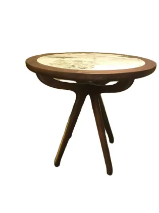 Elegant Solid Wood Frame Marble Top Tea Table