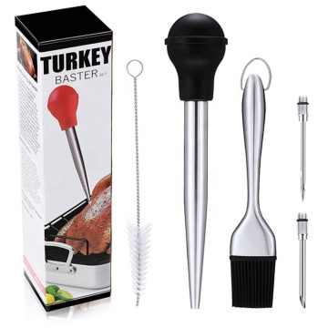 JHY Factory's Stainless Steel Silicone BBQ Turkey Baster Set: Your Ultimate Cooking Tool
