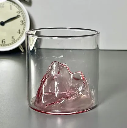 Hot Sale Old Fashioned Glass: Colorful Snowy Mountain Wine & Whiskey Glass for Bourbon