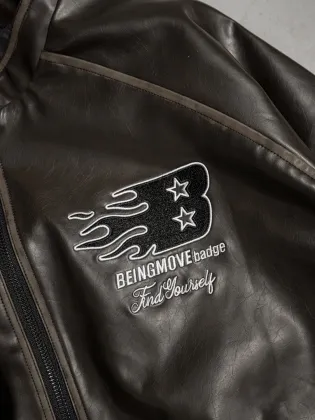 men's embroidered leather jacket