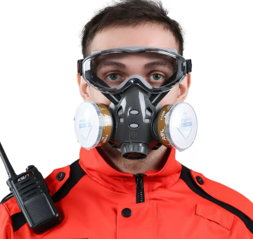 Goggles and Replaceable Carbon Filter Gas Mask for Industrial Spray Paint and Pesticide Protection