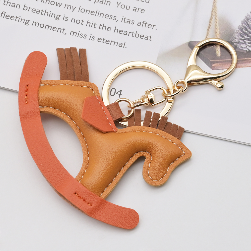 Rocking Horse Leather Keychain