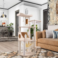 Small Luxury Wool Cat Tree Tower Indoor Scratcher Compact Cat House Multi Level Climbing Structure Cute Christmas Pet Furniture
