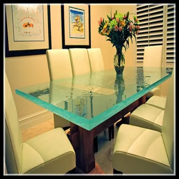 Glass tables painted on the reverse side