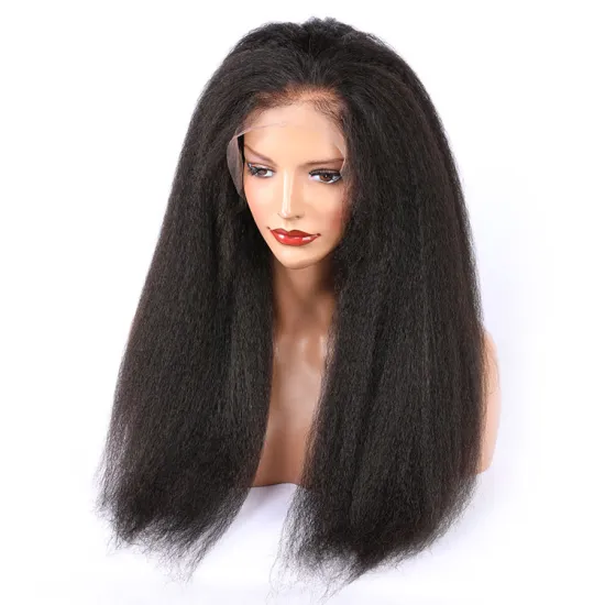 Raw brazilian hair kinky straight virgin hair perruque wholesale 5*5 closure lace wig kinky straight