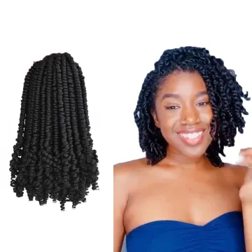 Wholesale 8inch Ombre Black Brown Fluffy Pre-twisted Passion Spring Bomb Twist Crochet Braiding Hair Synthetic Hair Extensions
