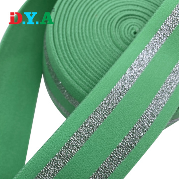 Green Nylon Glitter Silver Lurex Elastic Dress Waistband