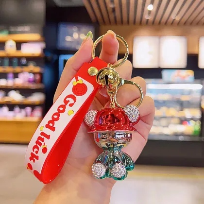 Cute 3D Electroplated Bear Keychain - Fashion Bear Doll Pendant for Bags