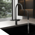 Brushed retractable long neck kitchen faucet countertop installation waterfall style modern kitchen Thermostatic Faucets