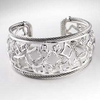 David Yurman Jewelry Sterling Silver Wide Tapestry Cuff Bracelet