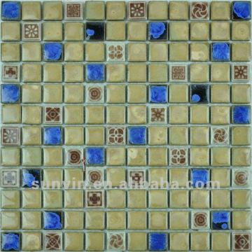 Family color beige glazed wall ceramic mosaic tile by hand made