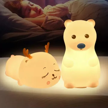 Rechargeable Silicone Cartoon Animal Nightlight - Cute LED Bedside Night Light for Babies