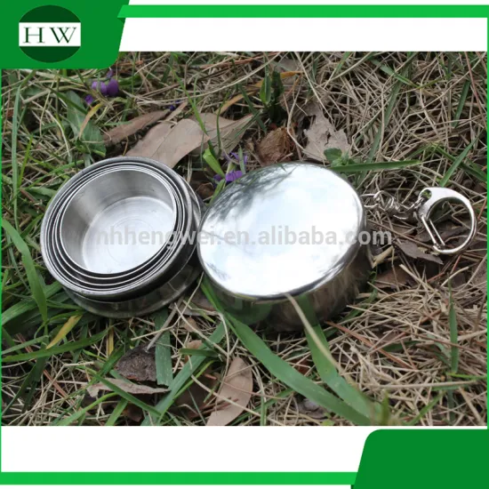 250ml travel camping portable stainless steel folding retractable foldable telescopic drink water cup mug with keyring keychain